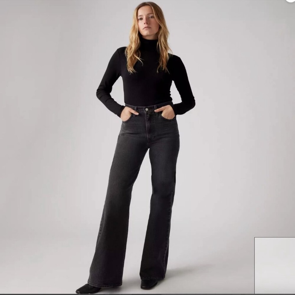 Levi's Black Wide Leg Flare Jeans